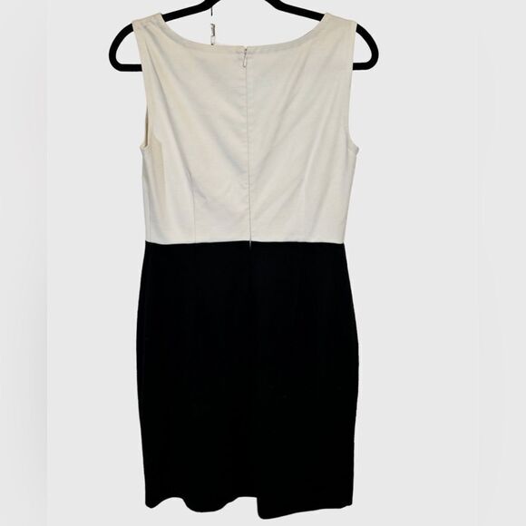 Ann Taylor Sleeveless Color Block White Top Black Knee Length Sheath Dress - Picture 2 of 12